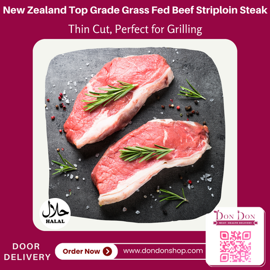 New Zealand Top Grade Grass Fed Beef Striploin Steak Thin Cut (3 pcs)