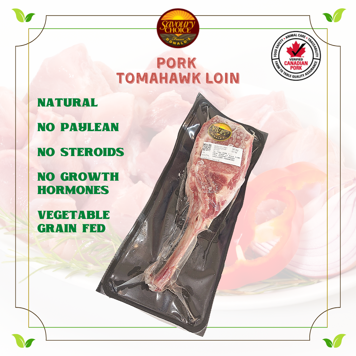 Canadian Savoury Choice Seasoned Pork Tomahawk (~300g)