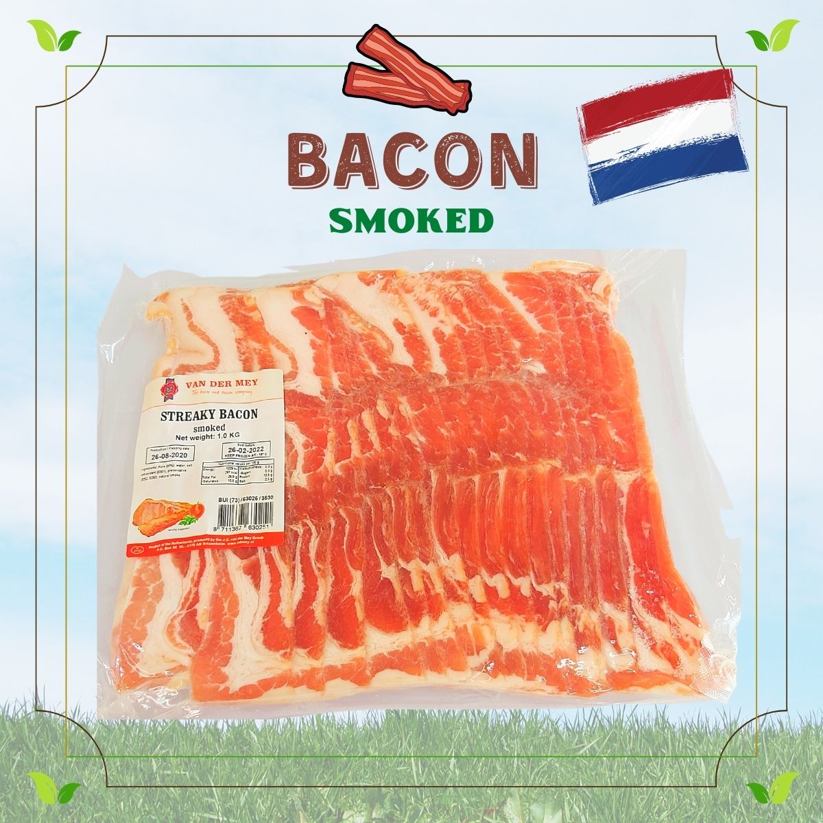 Holland Van Der Mey Smoked Streaky Bacon Slices (1000g)