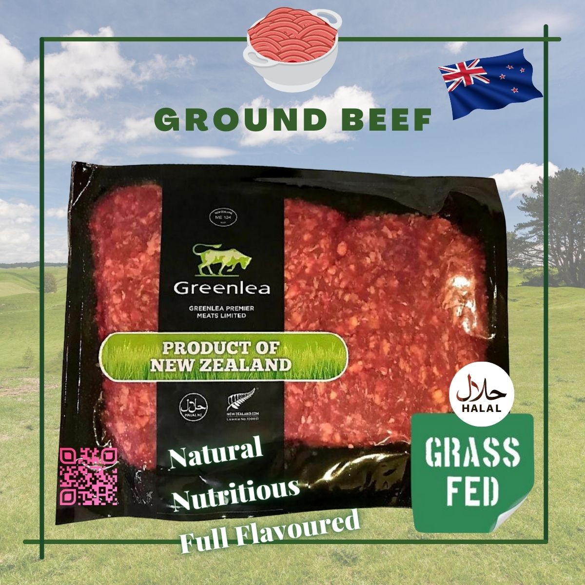 New Zealand Greenlea Grass Fed 90% Lean Ground Beef (500g)