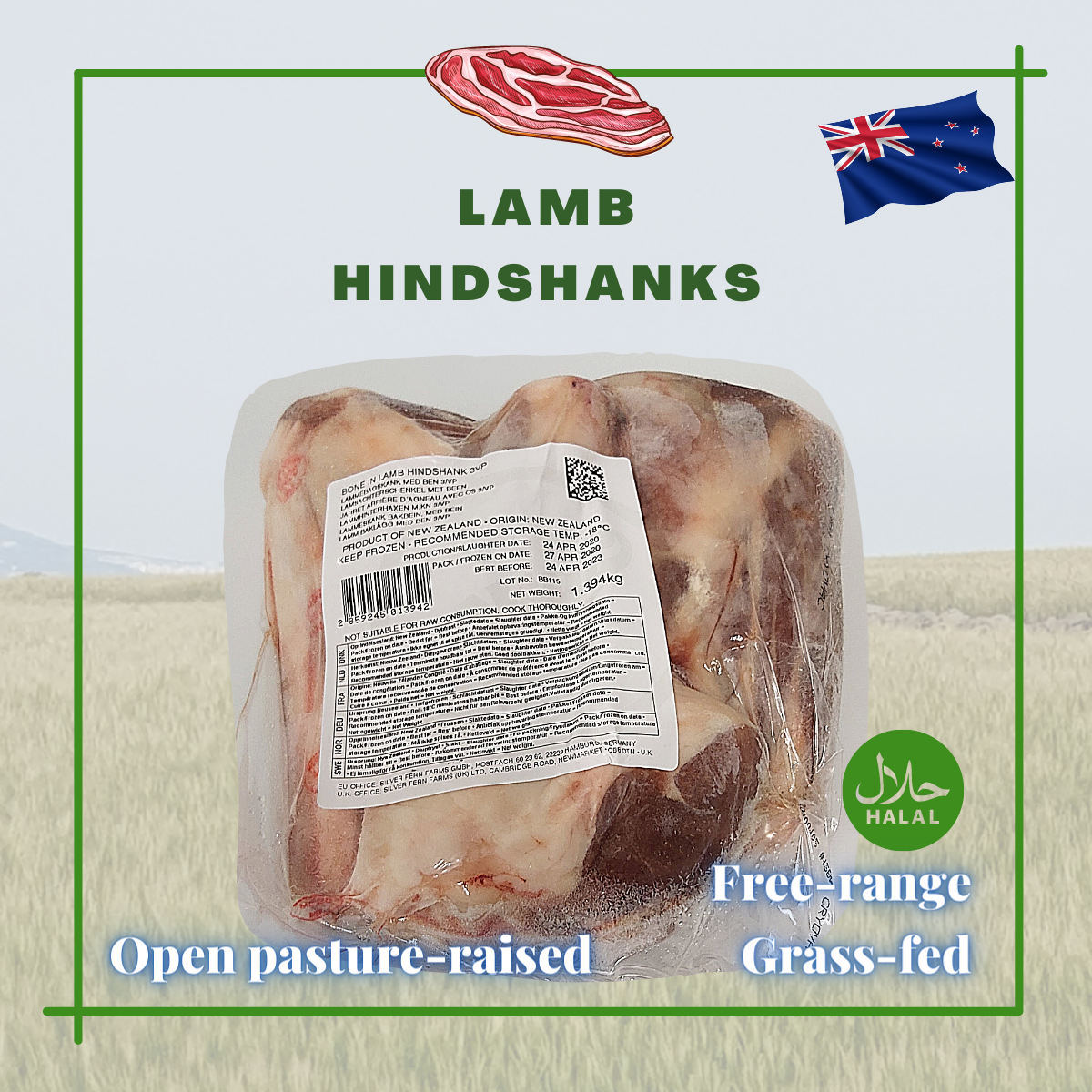 New Zealand Grass-Fed Lamb Hindshanks (2 pcs)