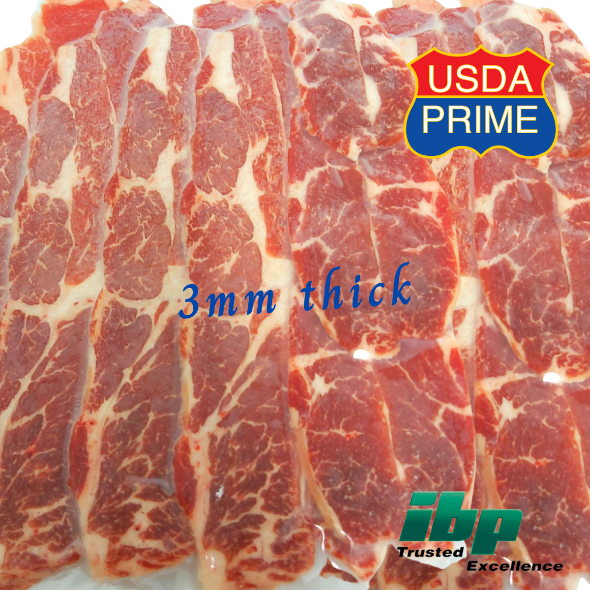 US IBP Prime Beef Chuck Slices 3mm thick (~300g)