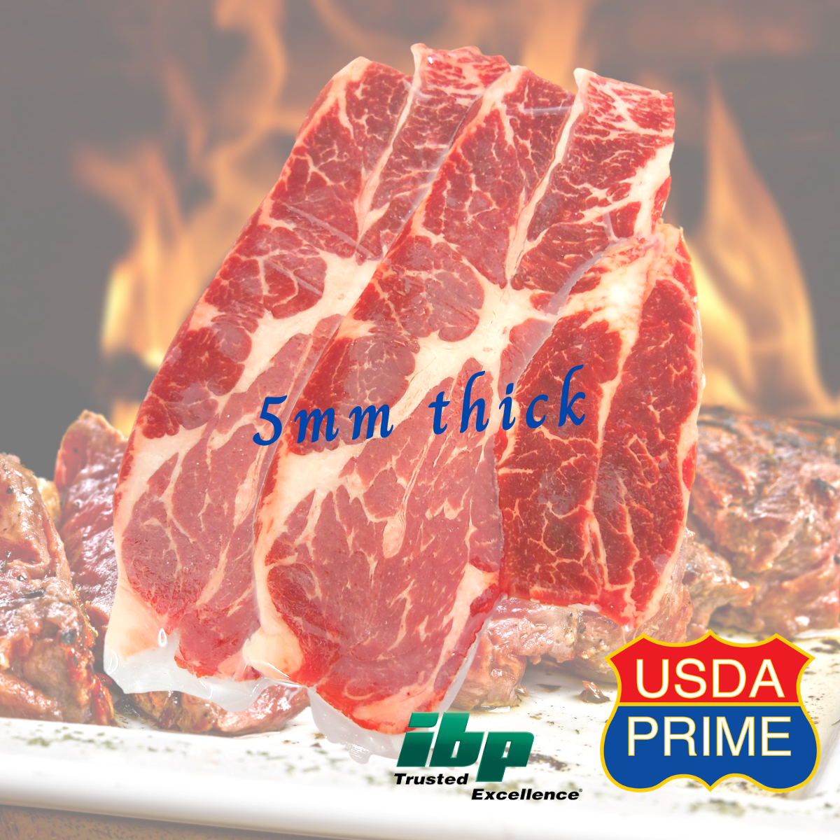 US IBP Prime Beef Chuck Slices 5mm thick (~300g)