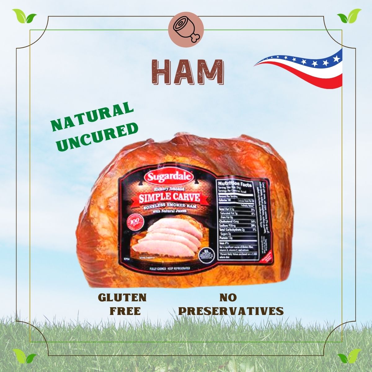 US Sugardale Simple Carve Boneless Cooked Ham